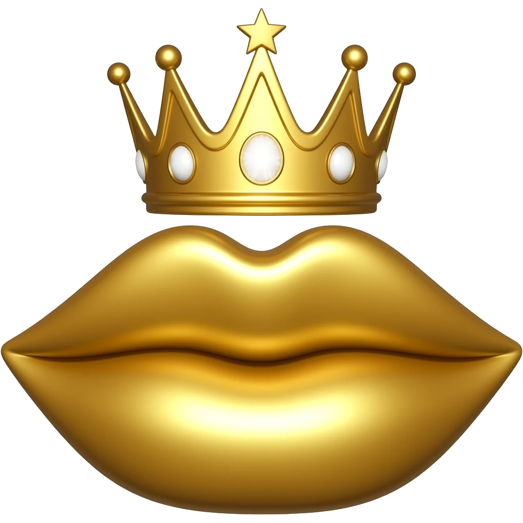 Labbra d’oro con una corona  con brillanti emoji