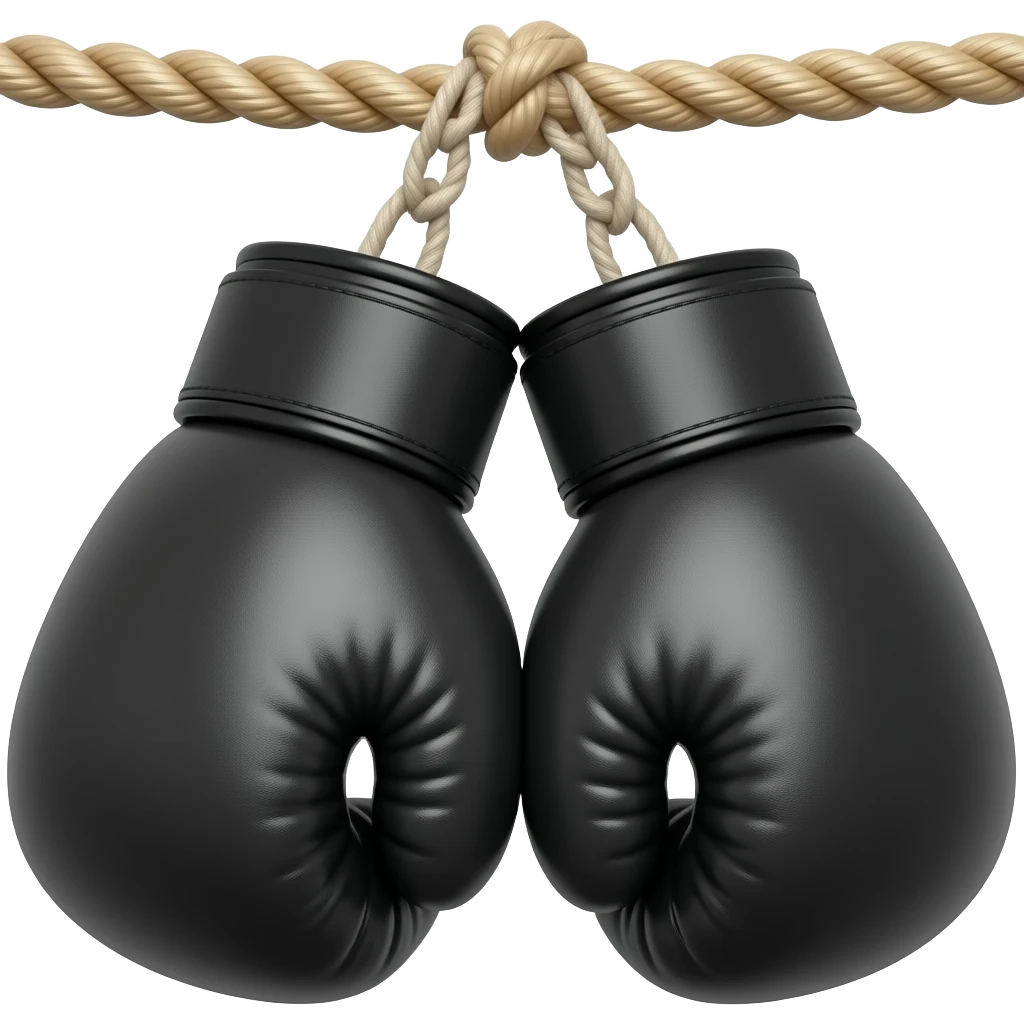 2 Boxing gloves black and attached with ropeemoji emoji