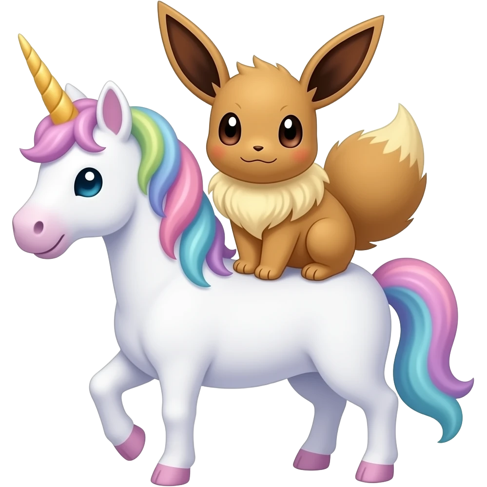 Baby eevee siting on a unbreon emoji