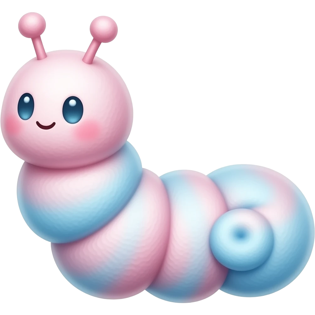 cotton candy the of Caterpillar pink blue cute full body emoji