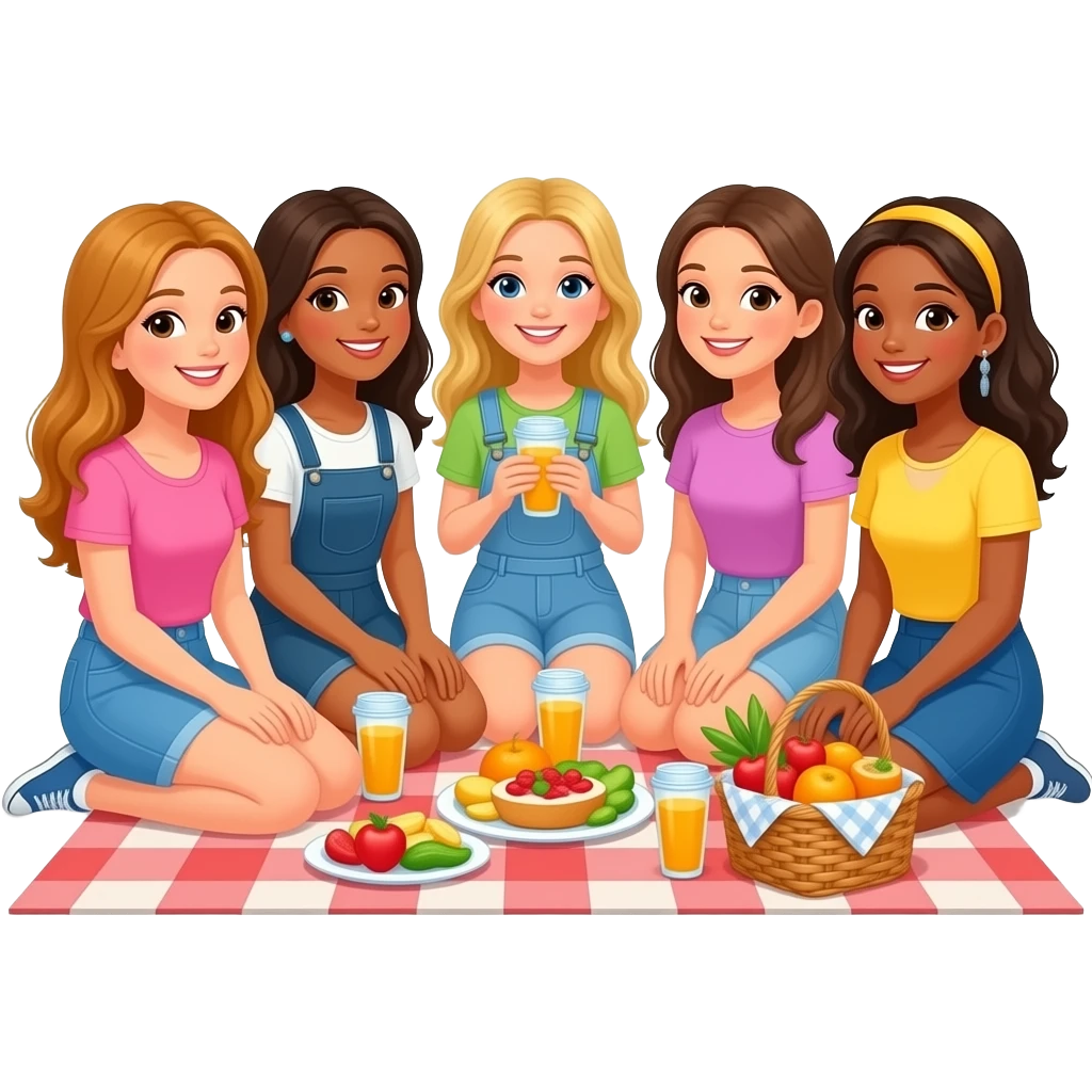 Make 5 girls enjoying emoji