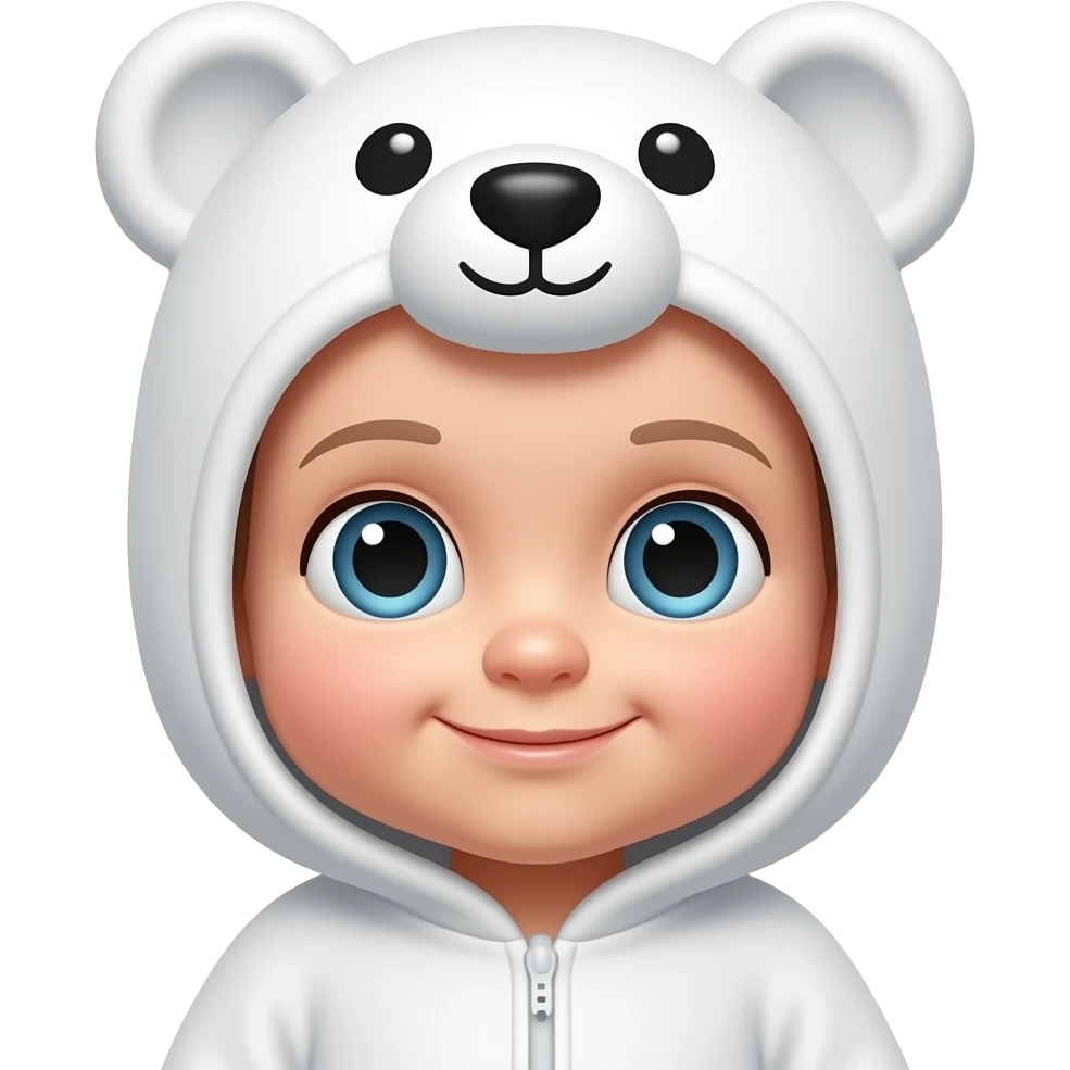 baby wearing white bear onesie emoji