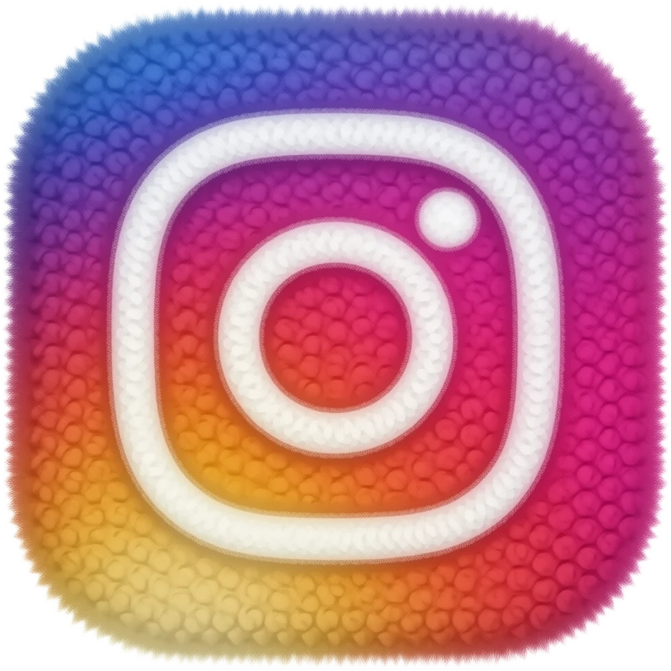 a square with rounded corners logo of the "Instagram" which is made of wool emoji