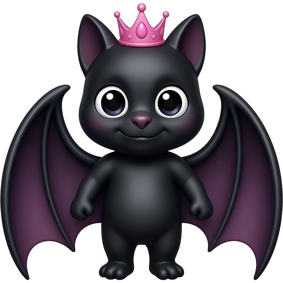 A black bat wearing a tiny pink tiara.. emoji