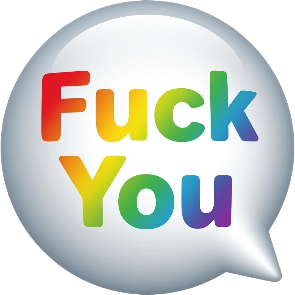 An emoji saying "Fuck You" and make the background black and the text rainbow emoji