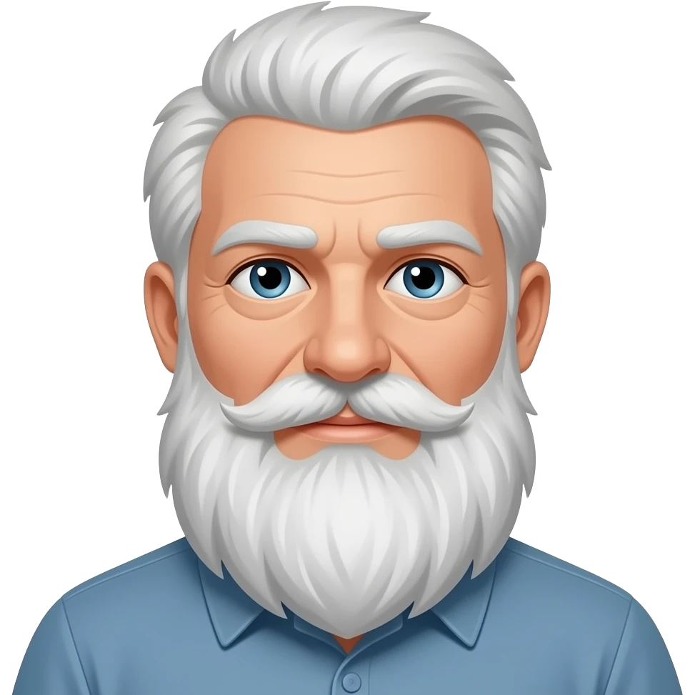 Señor con barba blanca y cabello blanco y la barba es un poco grande emoji