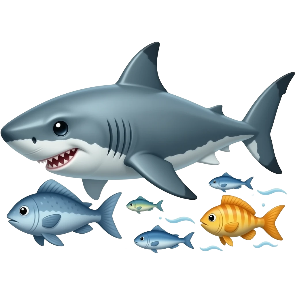 shark chasing fish emoji