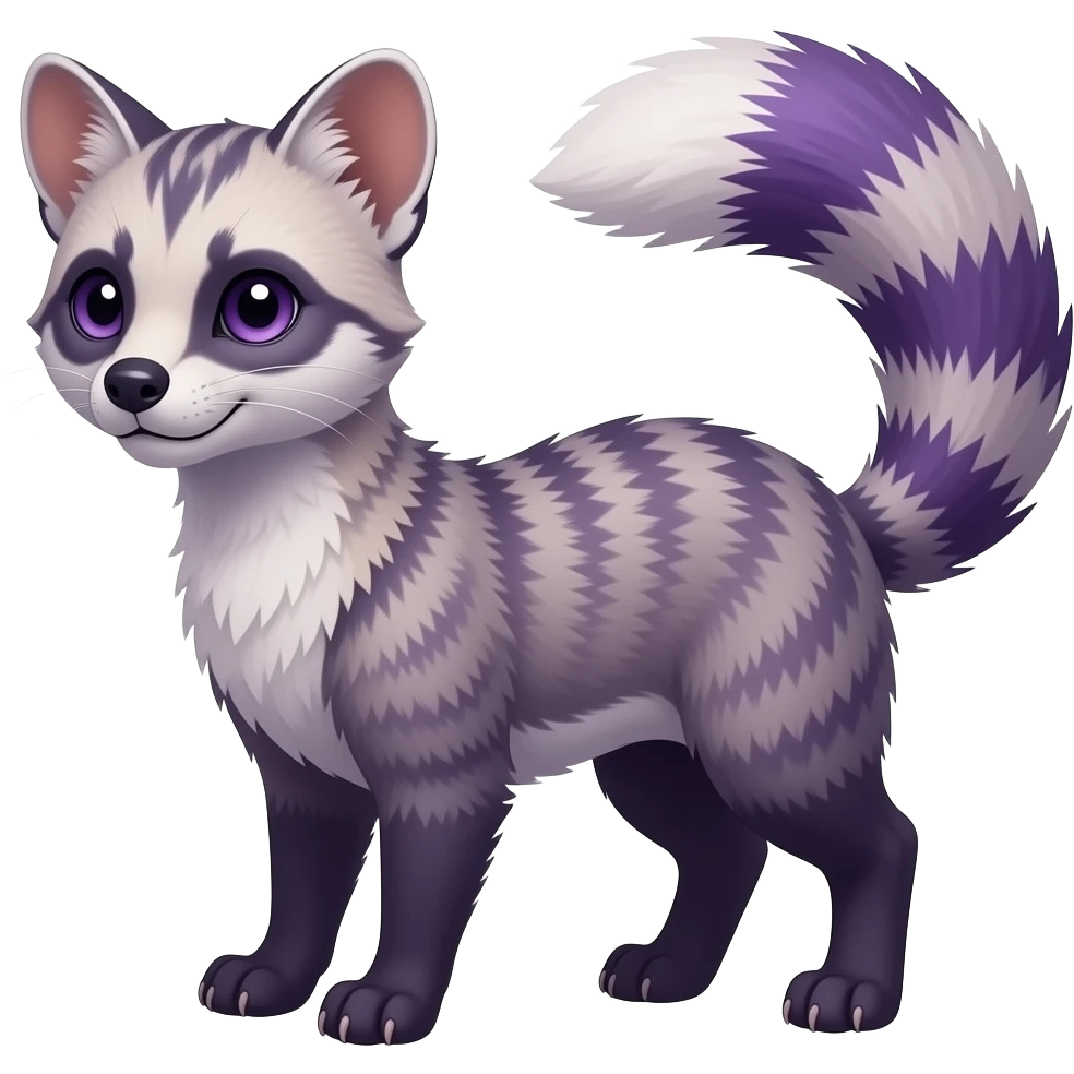 Purple genet-Fossa-civet-Feli-mustelid-creature-hybrid, full body emoji