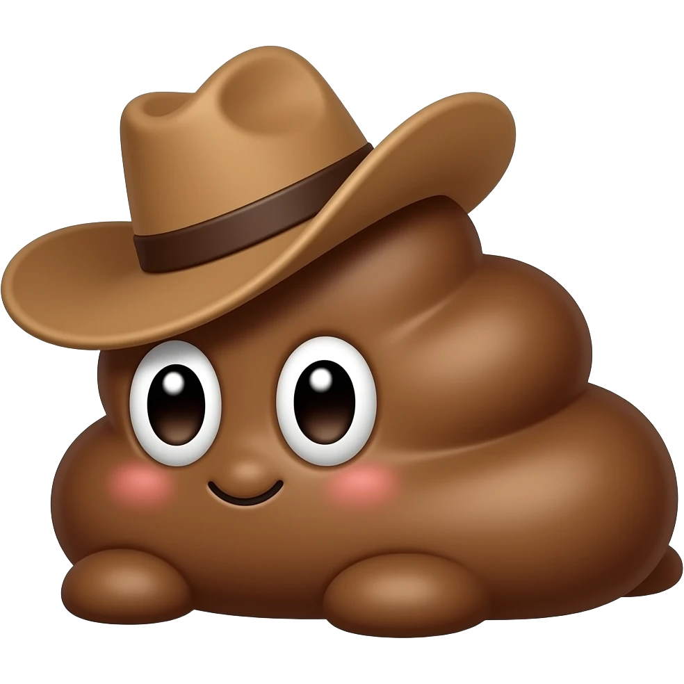 Cute 💩 with cowboy hat  on Sideways emoji
