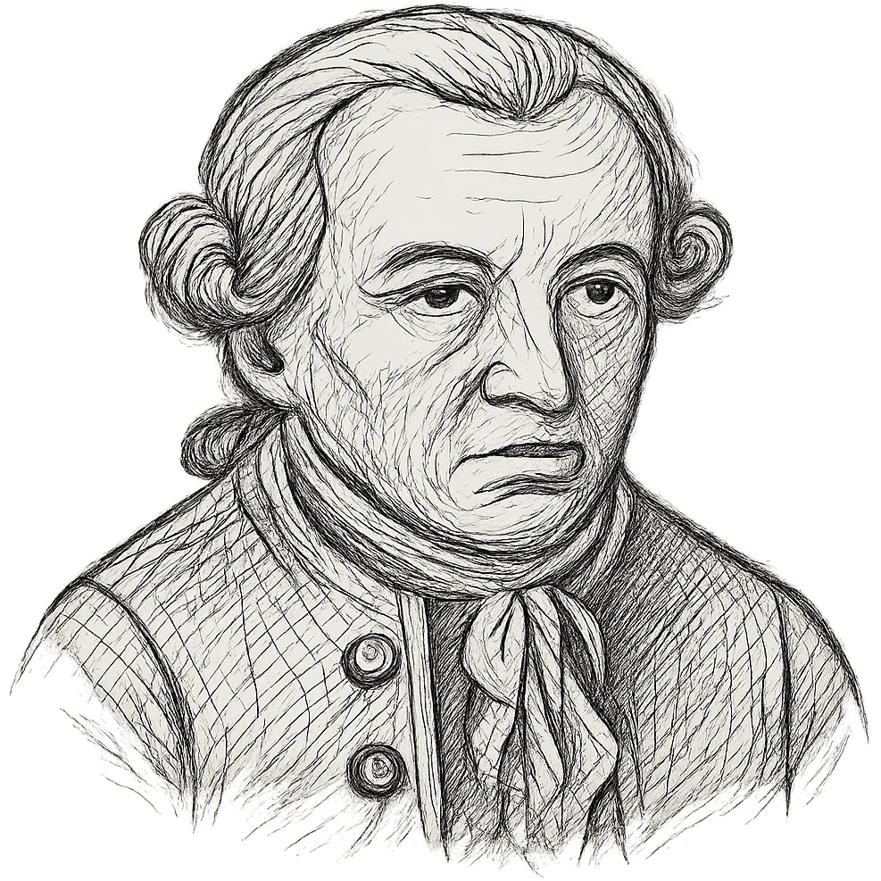 Add more strokes to the portrait of Immanuel Kant to make it more detailed, keeping it hand-drawn in a sketchy outline style with no fill, only outlines, no background, and no text. emoji