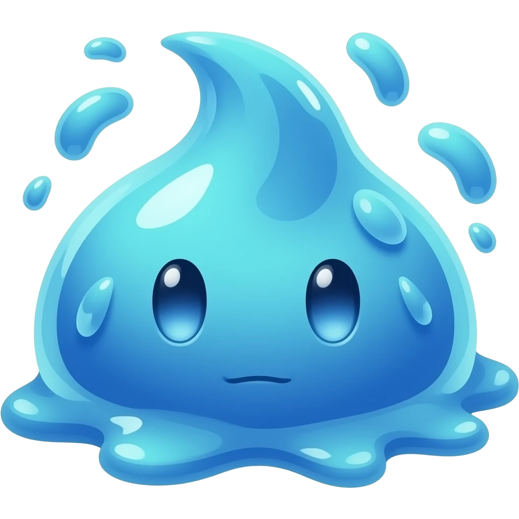 Ein blauer und runder Schleim aus einem Anime emoji