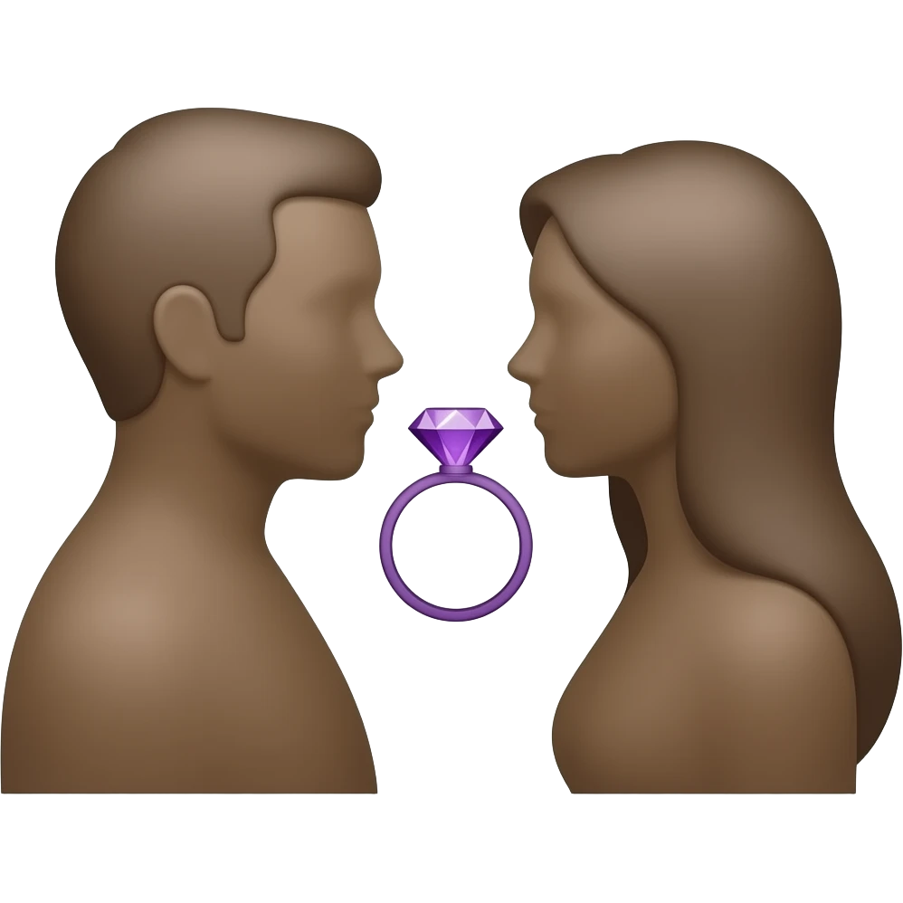 Purple two humans silhouette no features just head and shoulders with purple diamond wedding ring in the middle emoji