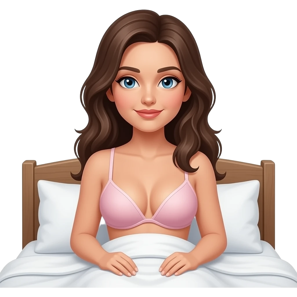 Sexy naked girl with boobs no bra in bed emoji