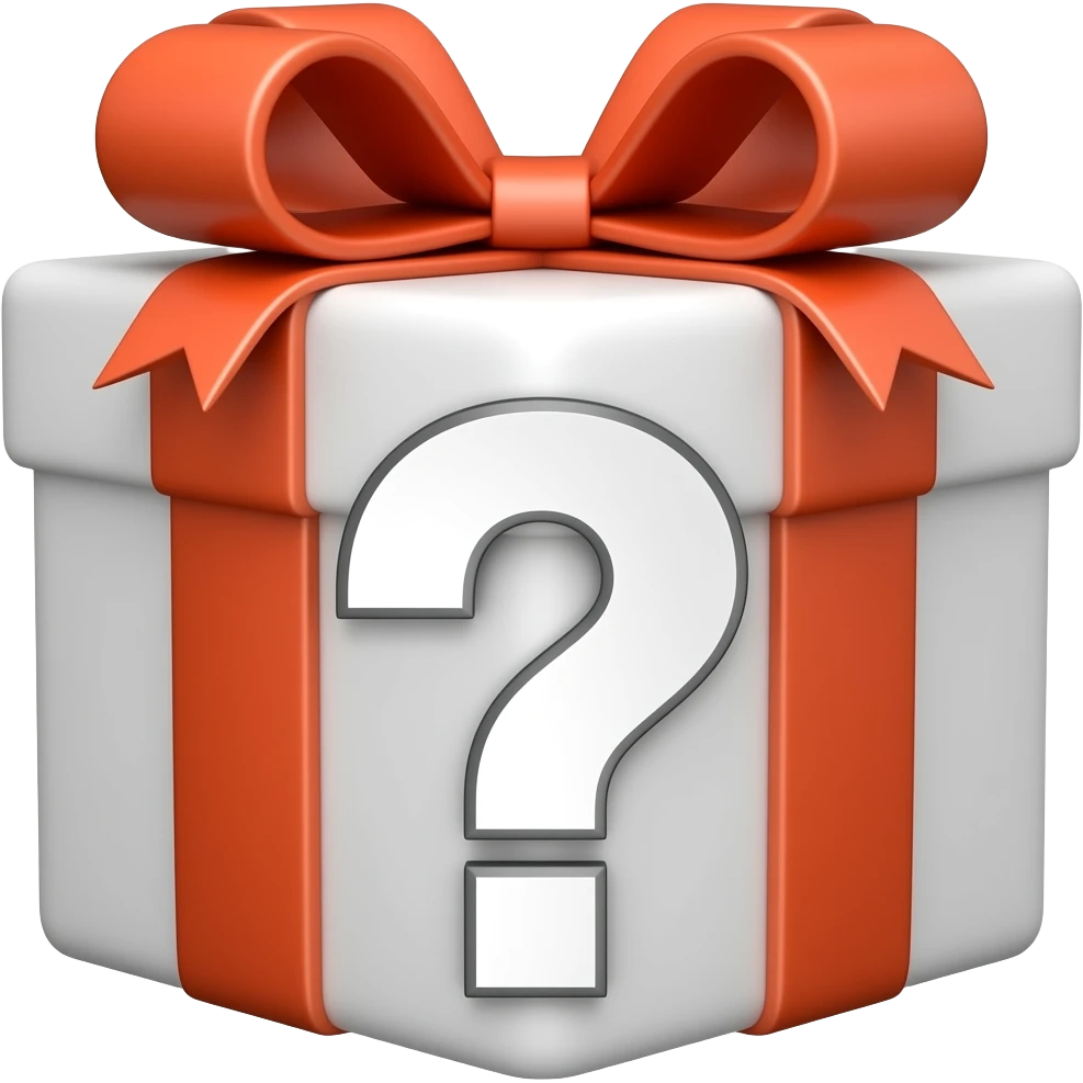 gift box with use question mark emoji