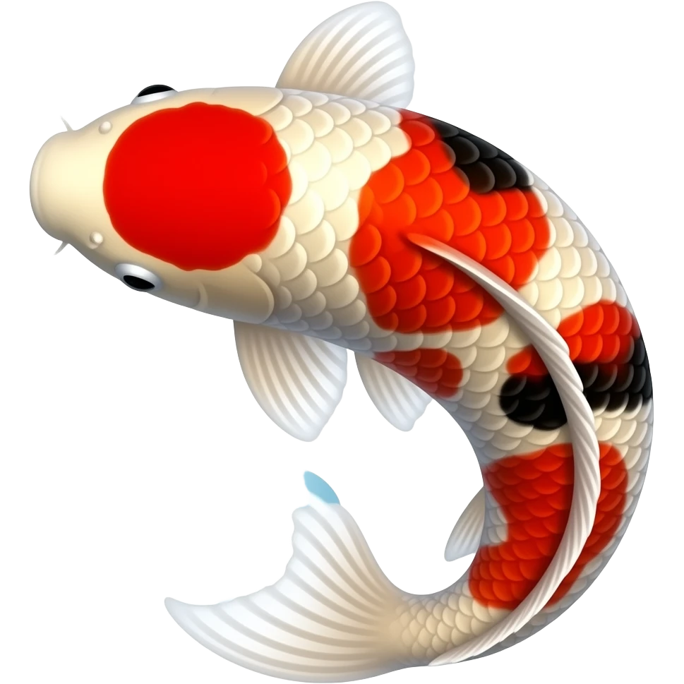 Single red, yellow, and black koi fish swirling emoji