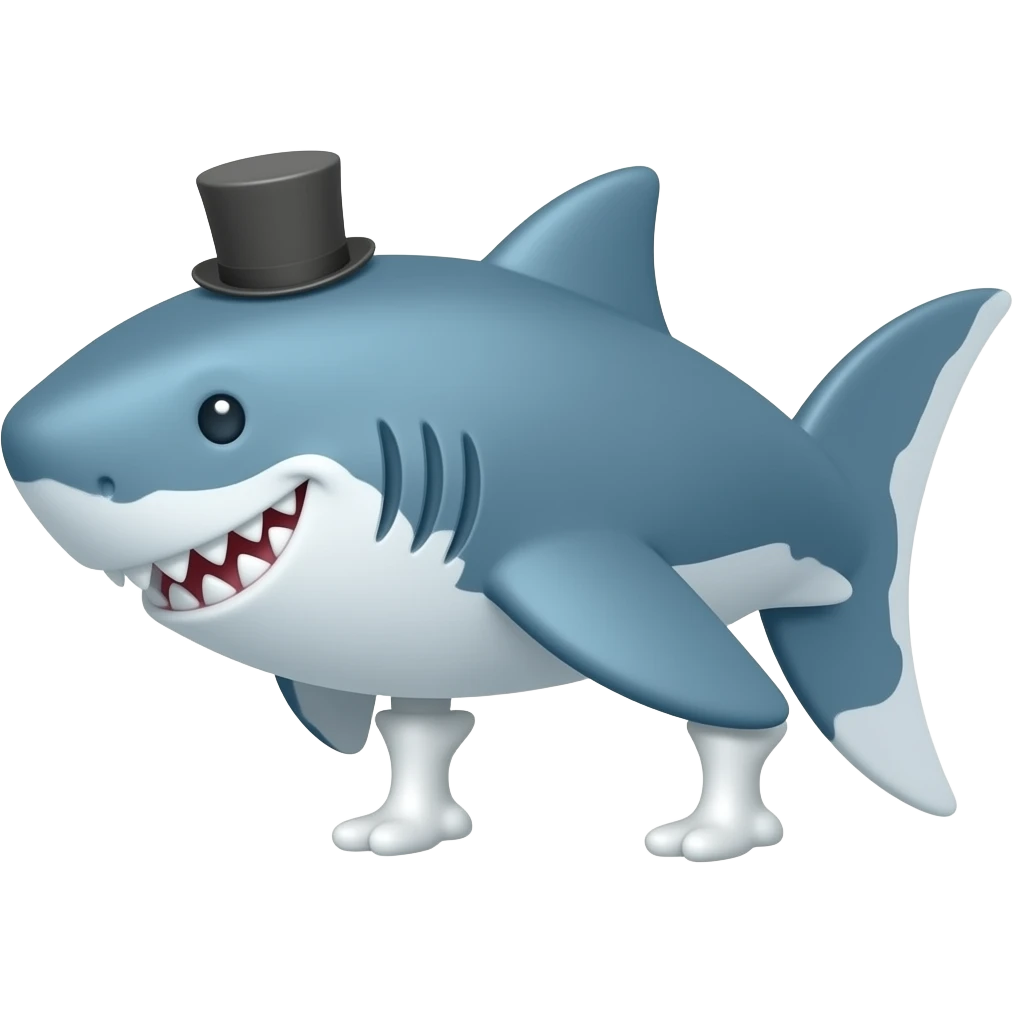 Shark with a top hat emoji