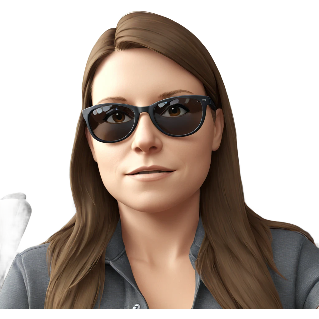 brown haired girl with sunglasses emoji