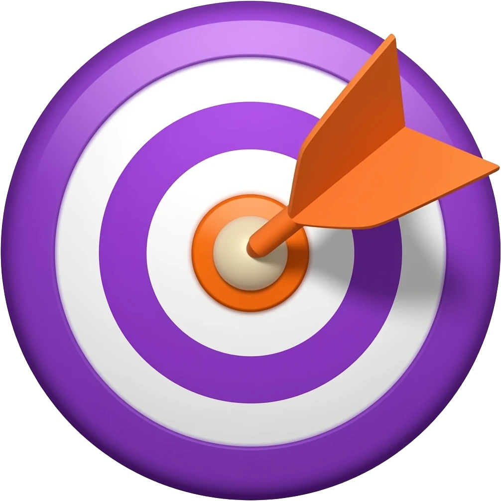 Emoji of a tsrget in purlpe and orange, clipart emoji