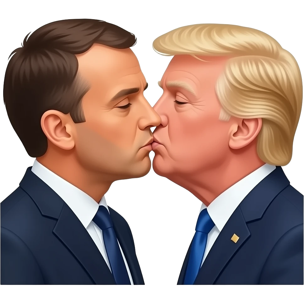 emanuel macron and donald trump and they are kissing emoji