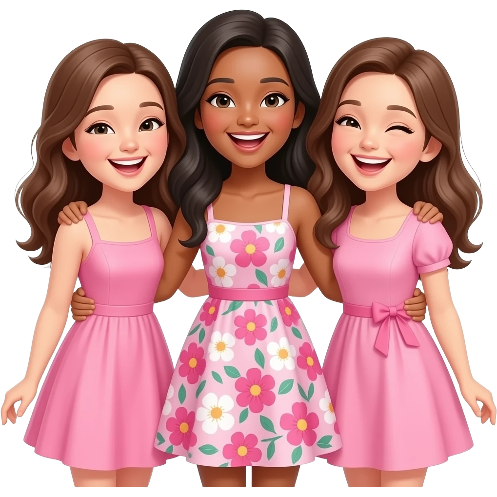 3 girls with pink frock emoji