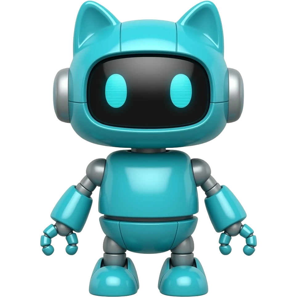 Cat-shaped cyan,Toy Robot. emoji