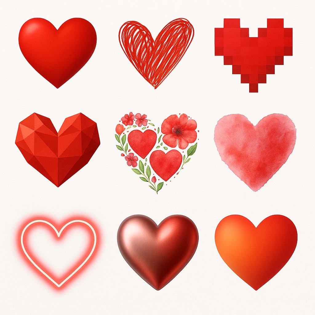 show more heart styles emoji