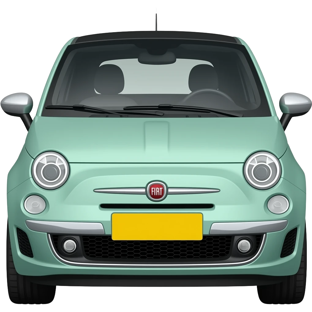 mint green fiat 500 twinair GT-261-V yellow sign emoji