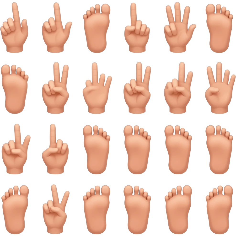 a lot of random fingers and toes emoji