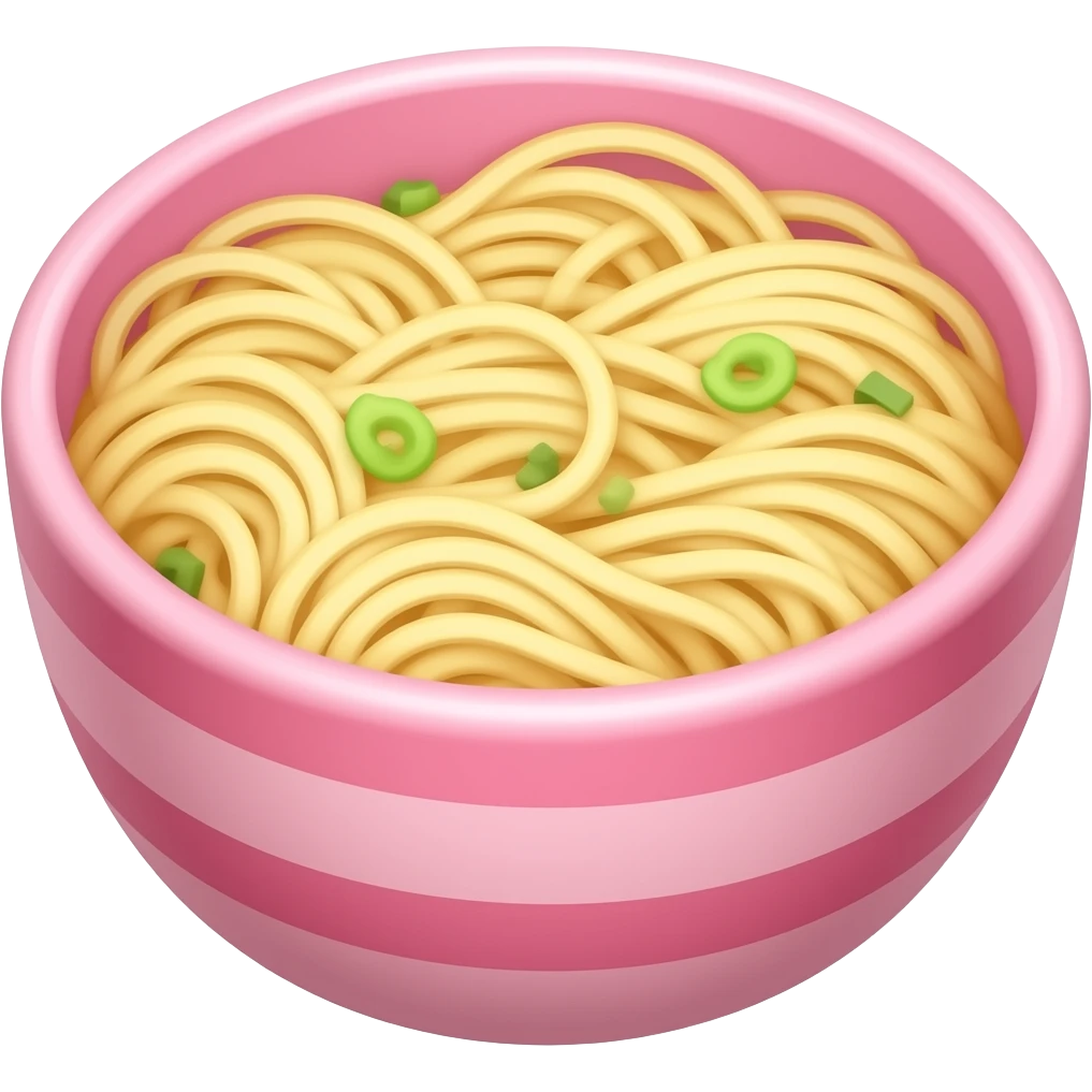 Noodles in a pink bowl emoji