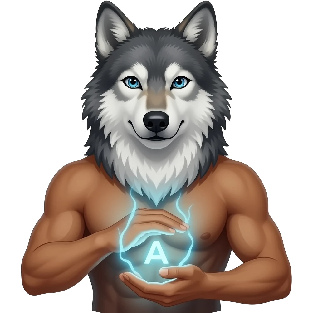 A hispanic guy using alpha wolf powerx emoji