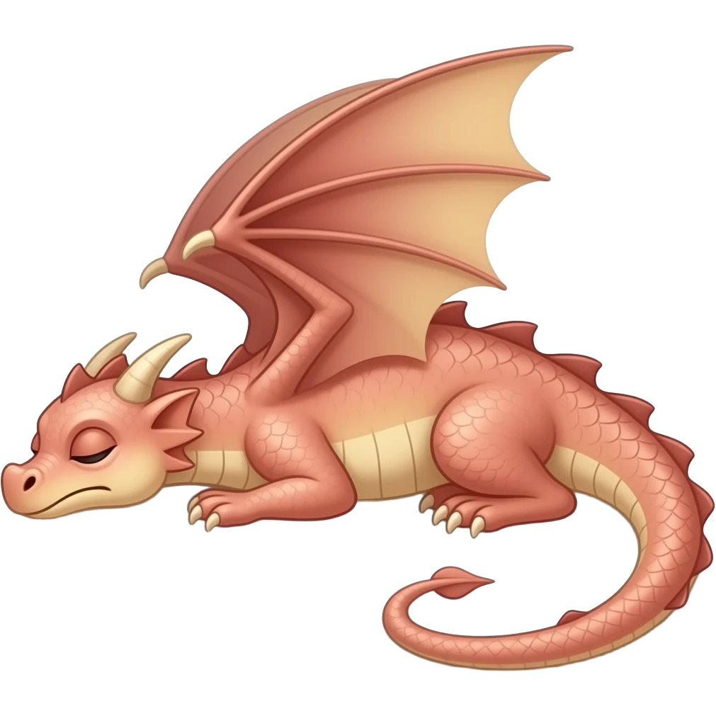 a skin coloured dragon which is spread eagled flat on floor and exhausted emoji