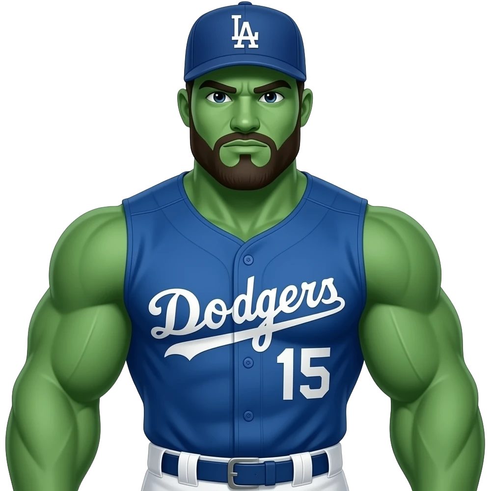 The Hulk wearing a LA Dodgers hat and Dodgers Jersey emoji