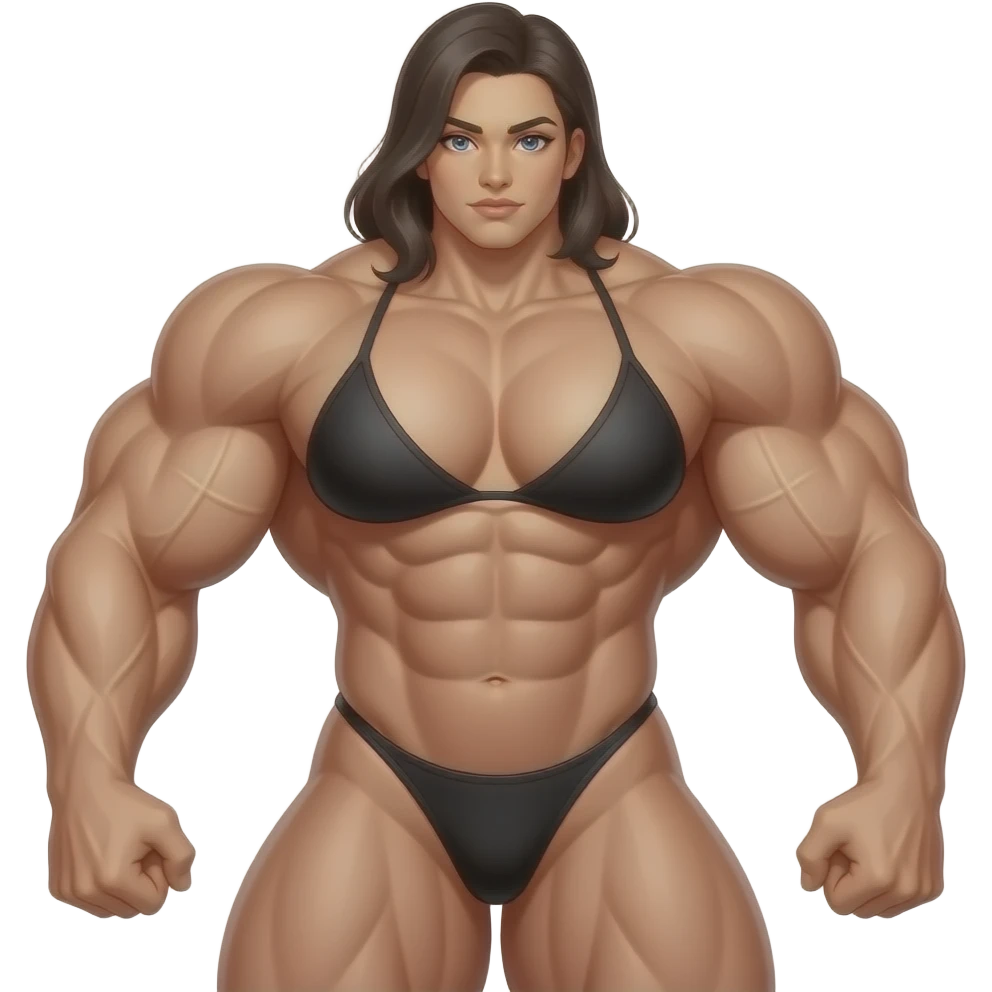 gigantic nude, naked female huge breasts female bodybuilder with massively developed muscles emoji