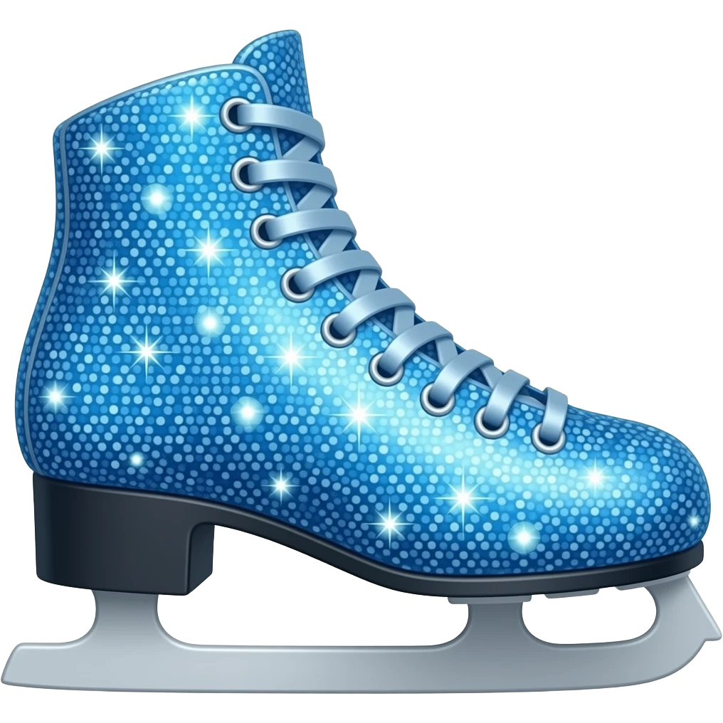 Sparkly blue figure skate emoji