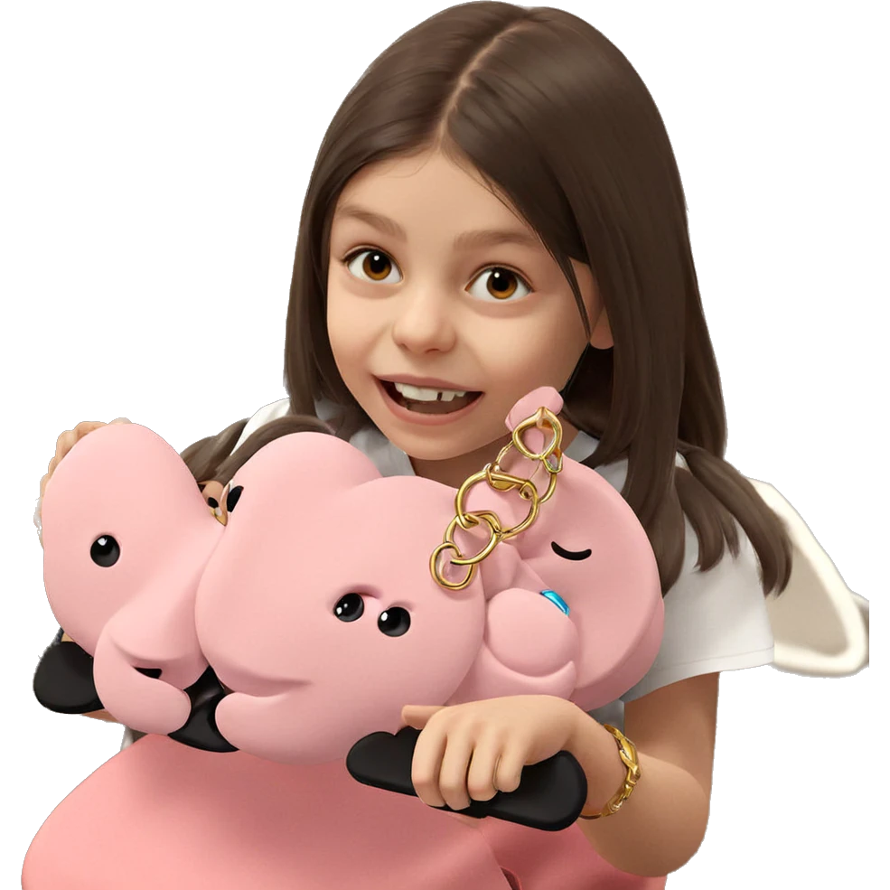 girl holding jewelry toy emoji