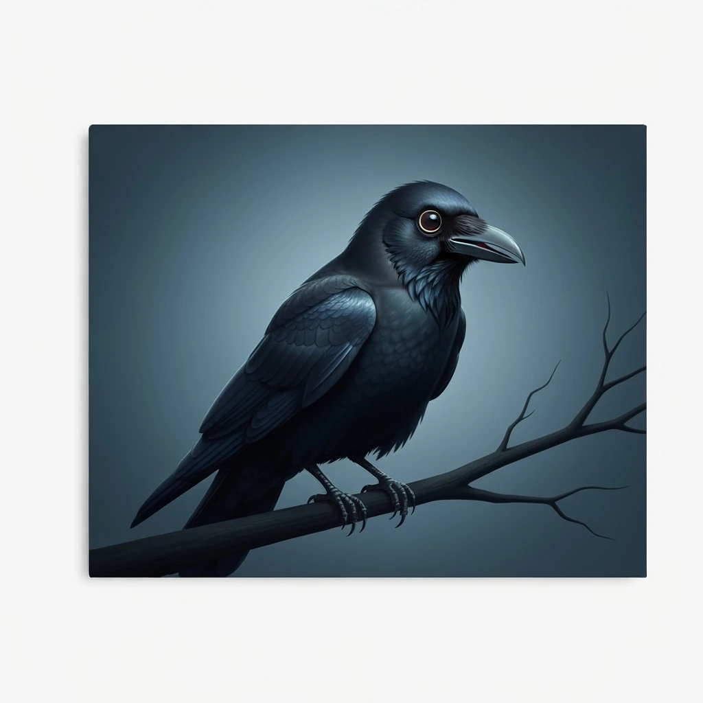 goth crow, cute, expressive, minimal emoji