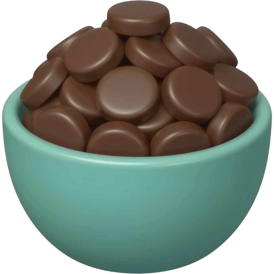 super realistic small teal bowl of chocolate circles emoji