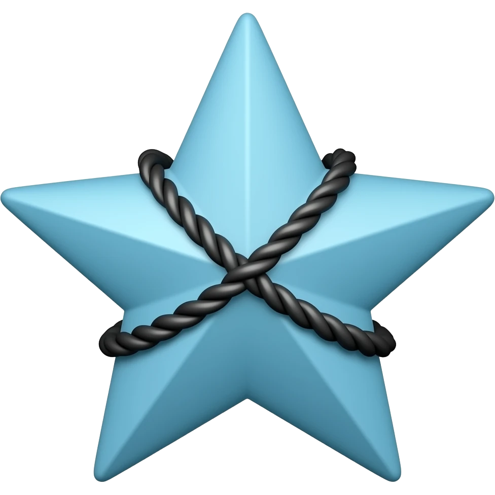 Iredecent light blue star with black ropes across it emoji