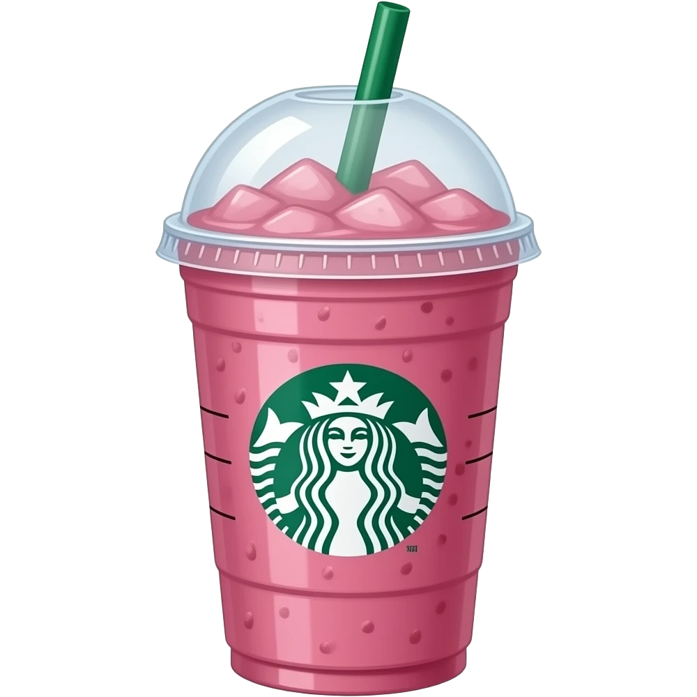 a pink iced strawberry açaí lemonade  refresher with no strawberries included from starbucks with the starbucks logo, a lid, and no straw emoji