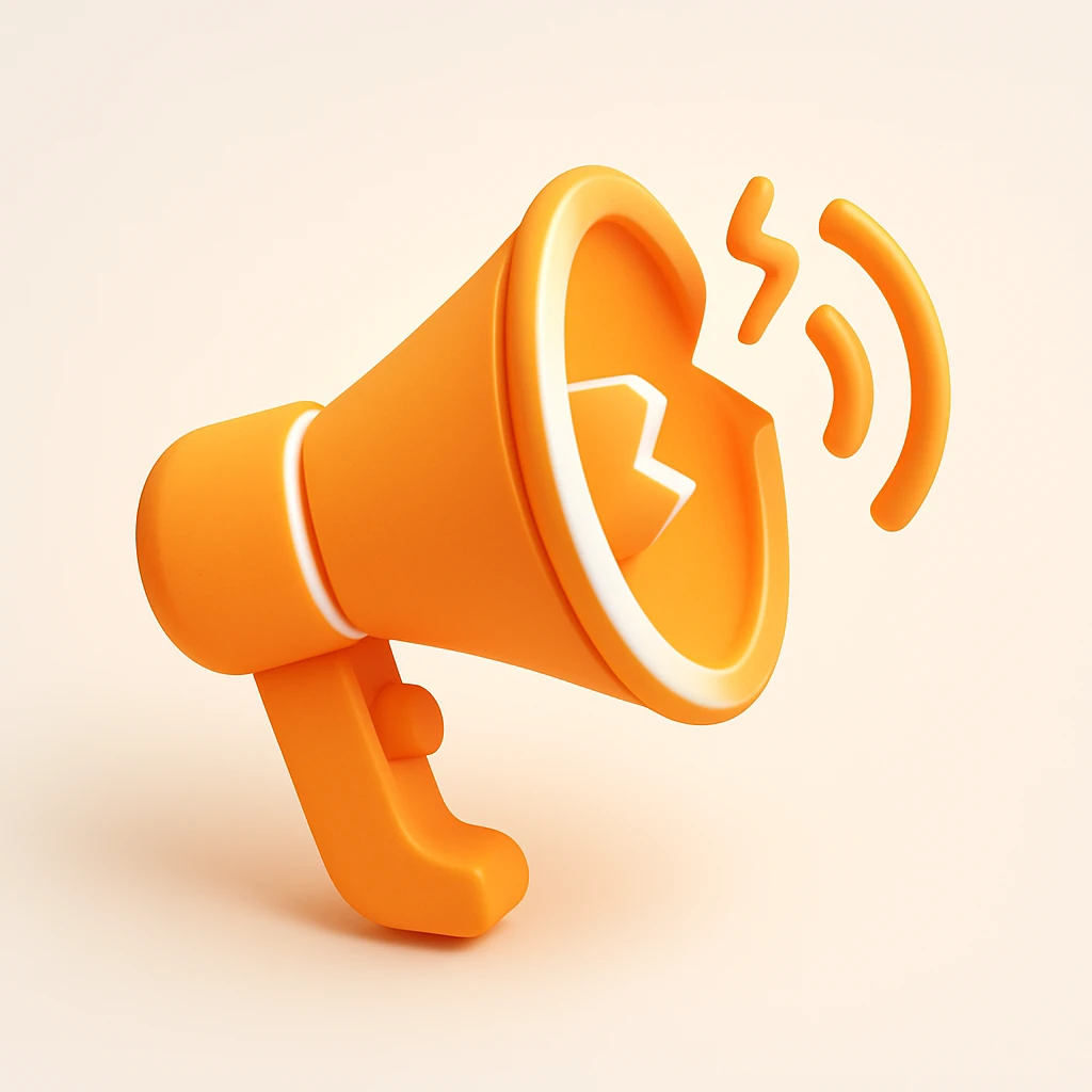 a broken megaphone, symbolizing failed communication or ignored messaging emoji