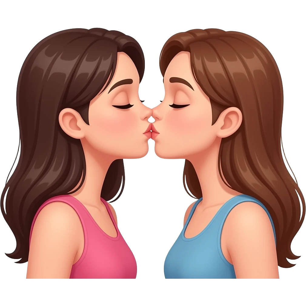 two females kissing each other emoji