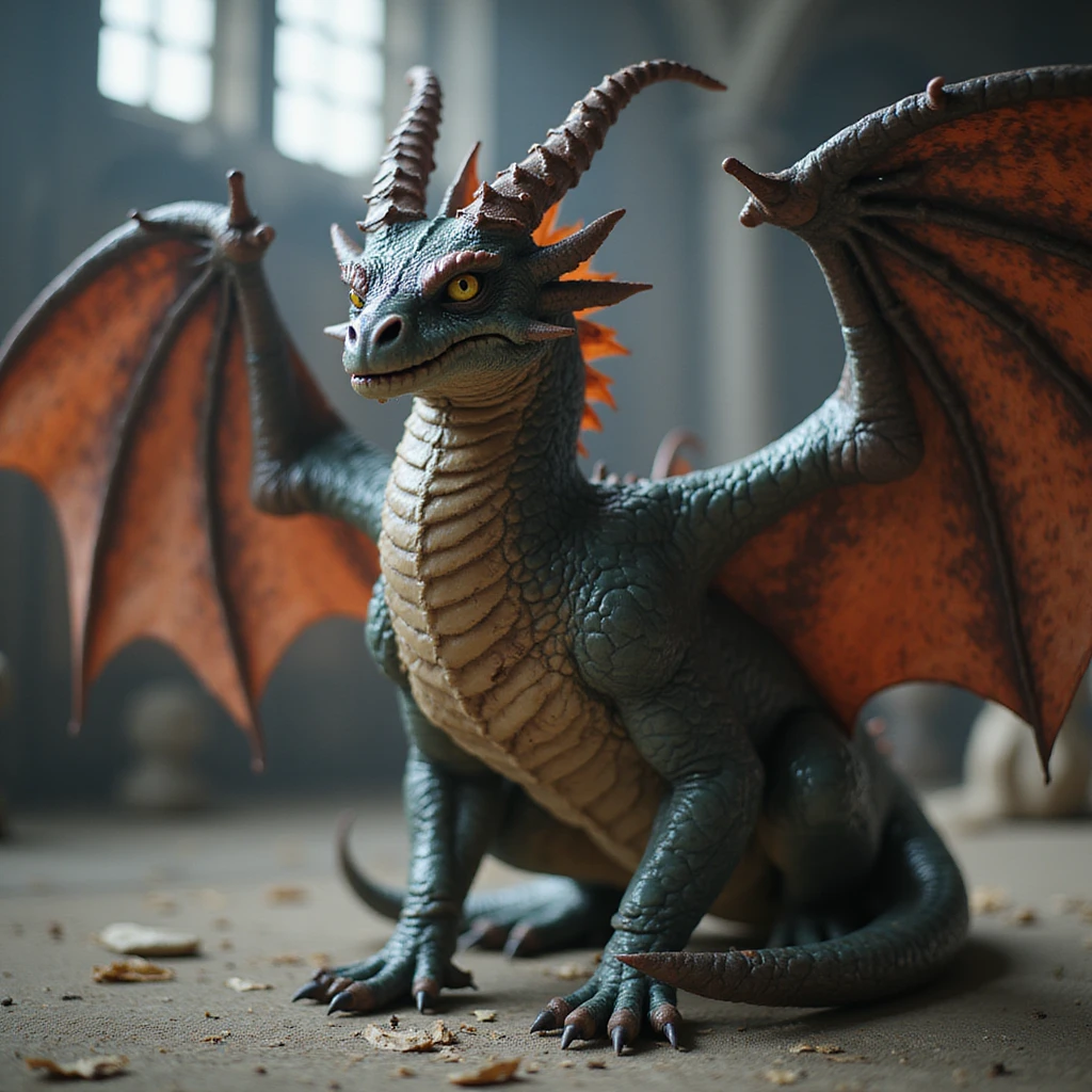 a Hungarian Horntail dragon in the Triwizard Tournament arena, Harry Potter series, photorealistic style emoji