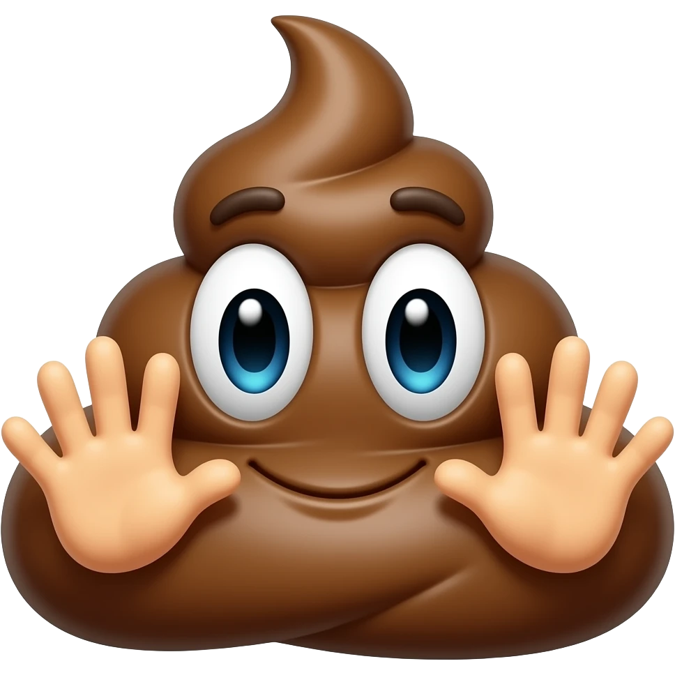 Un gros caca qui nous montre ses paume de main emoji