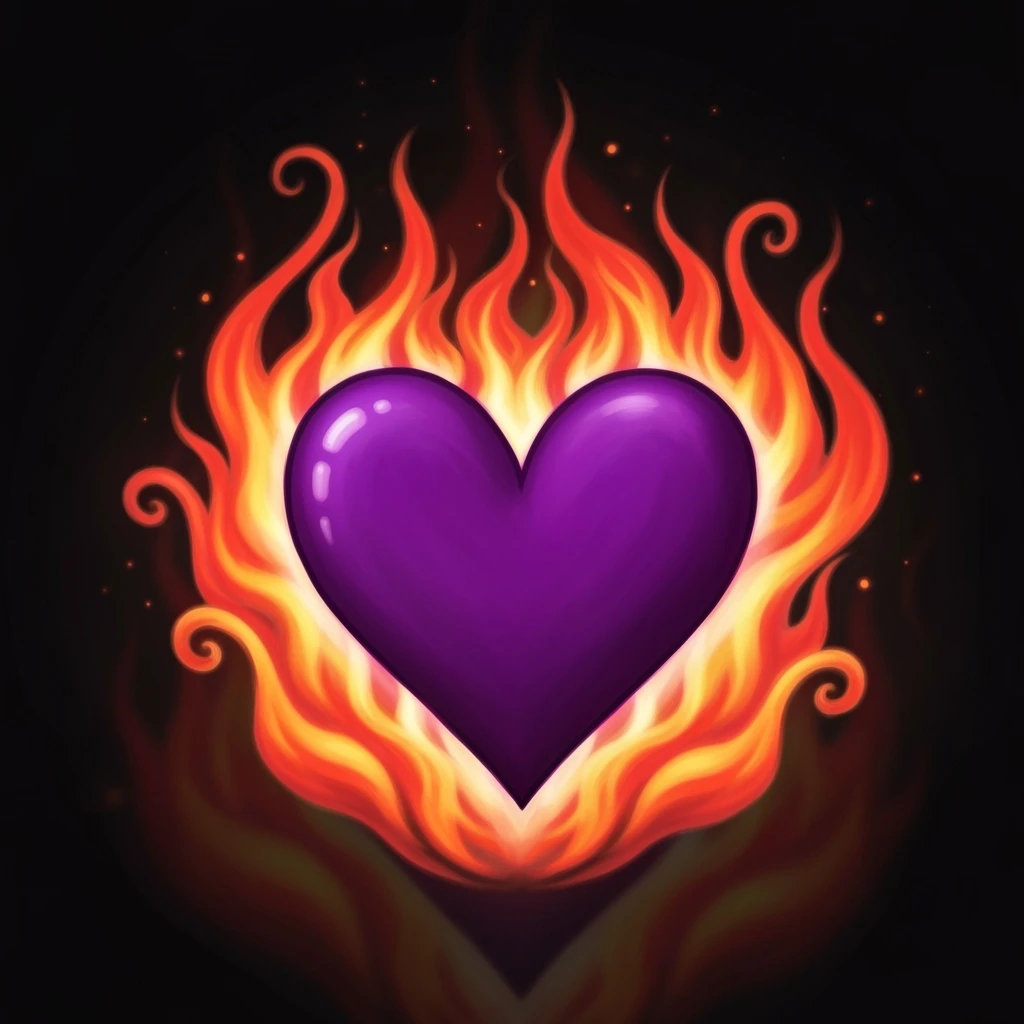 cute emo heart with flames emoji