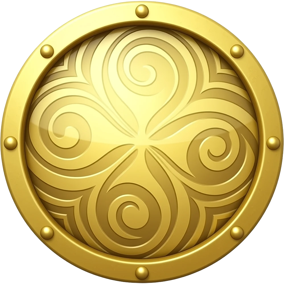 round gold shield glowing emoji