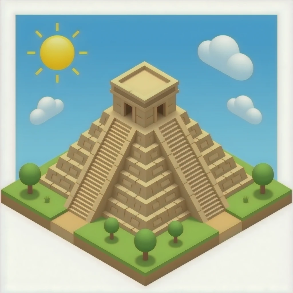 maya pyramid temple with skulls isometric view no ground, sky or background emoji