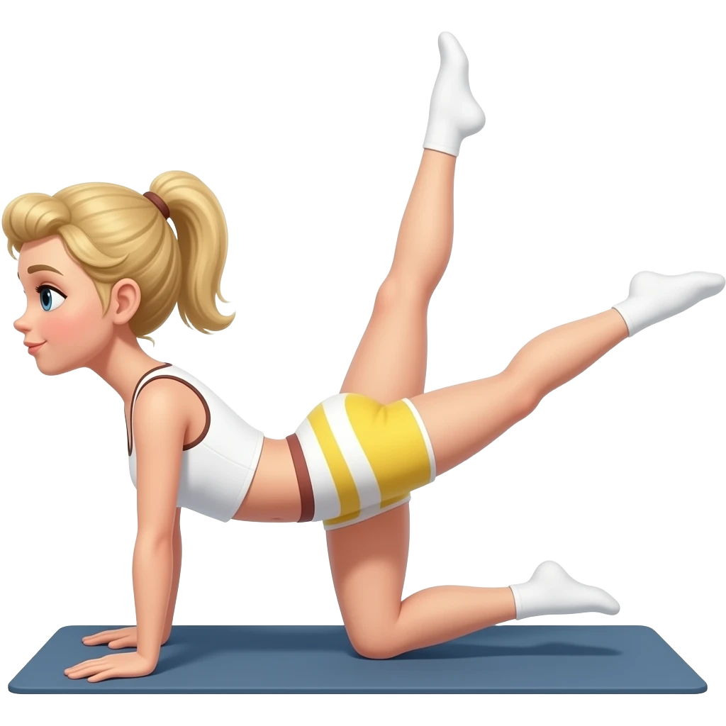 blonde, skinny girl doing pilates emoji