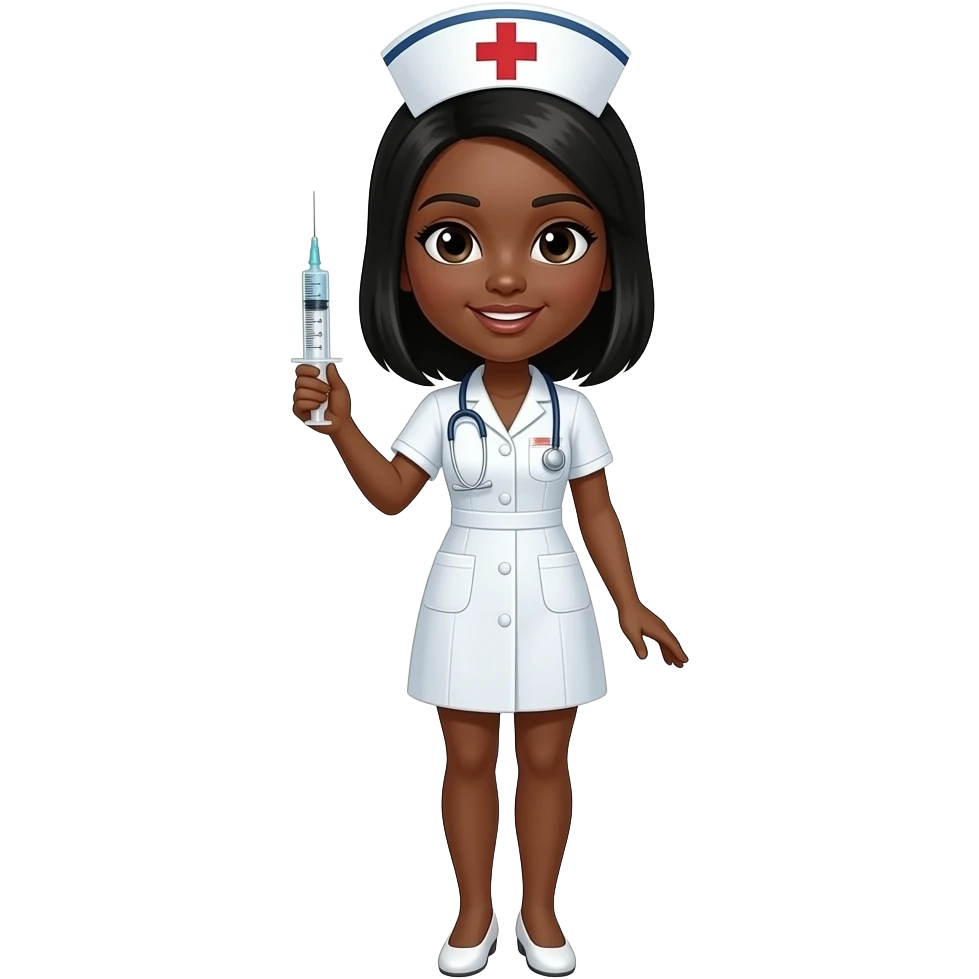 a black lady nurse  full length with a seringue emoji