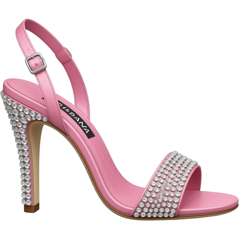 Hyperrealism, Dolce & Gabbana pair of Pink Leather Crystal Heels Sandals Shoes, side view isolated emoji