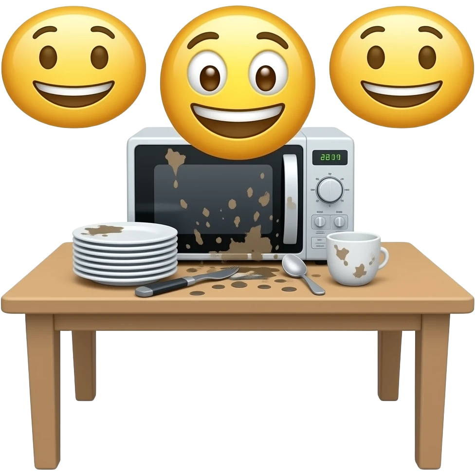 dirty dishes dirty microwave dirty table cute emoji big table clean cute emoji